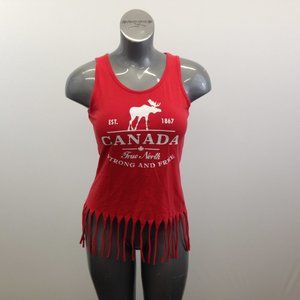 Caloun Canada True & Free Fringed Tank Top Women's